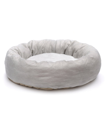 Round grey dog bed