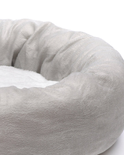 Round grey dog bed