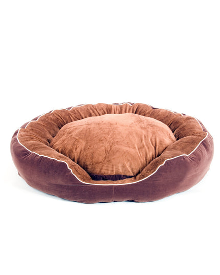 Round red dog bed