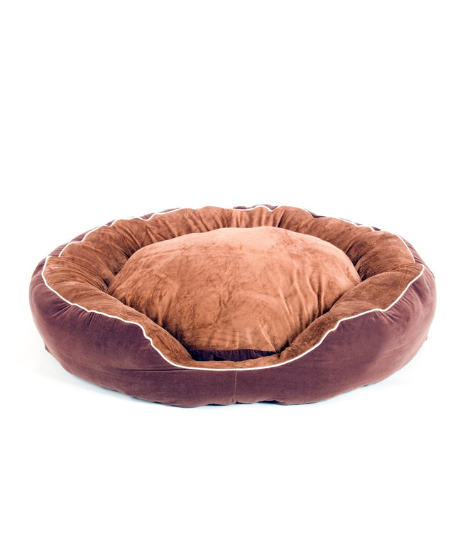 Round red dog bed