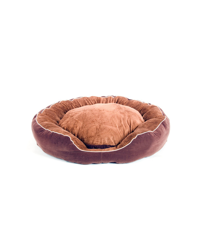 Round red dog bed
