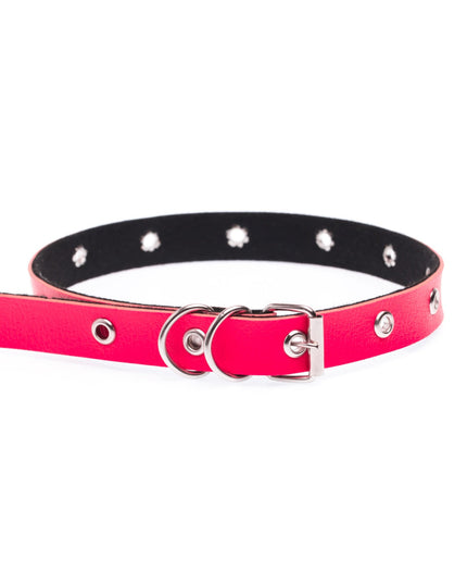 Pink leather cat collar