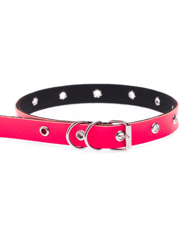 Pink leather cat collar