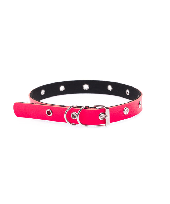 Pink leather cat collar