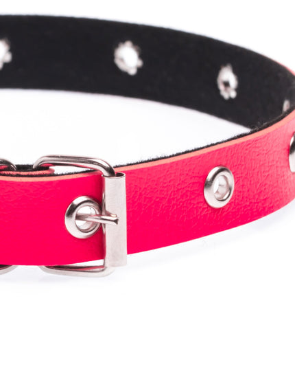 Pink leather cat collar