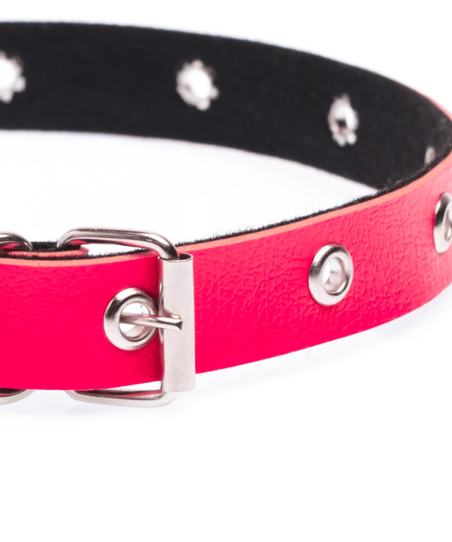 Pink leather cat collar