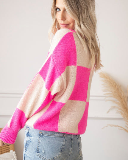Chess Beige/Fuchsia - Trui