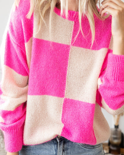 Chess Beige/Fuchsia - Trui