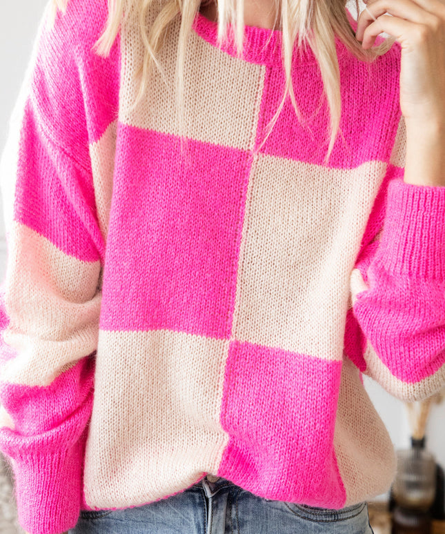 Chess Beige/Fuchsia - Trui