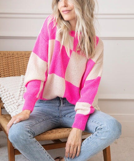 Chess Beige/Fuchsia - Trui