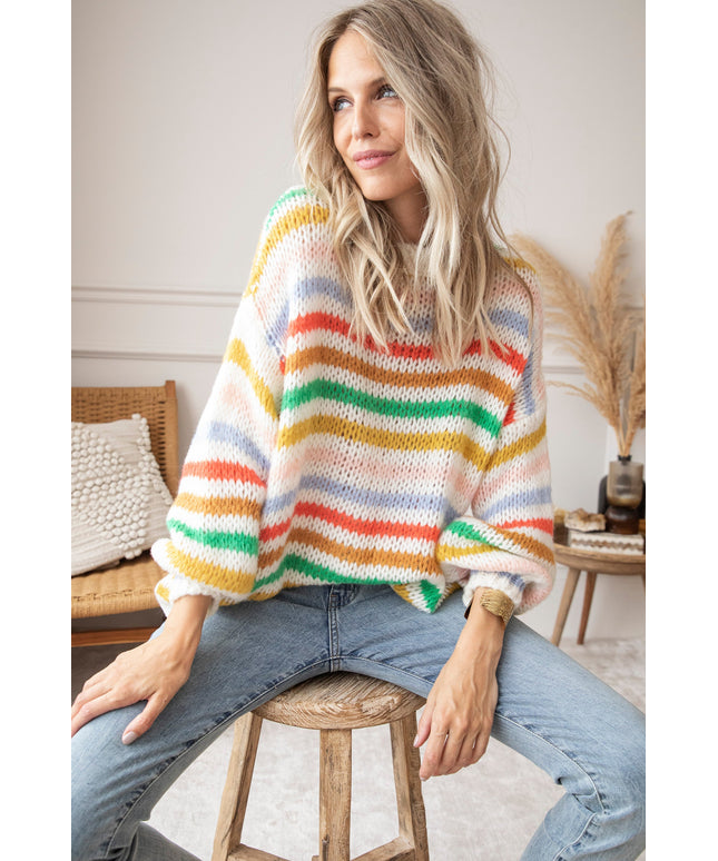 Fantasy Stripes Green Mix - Trui