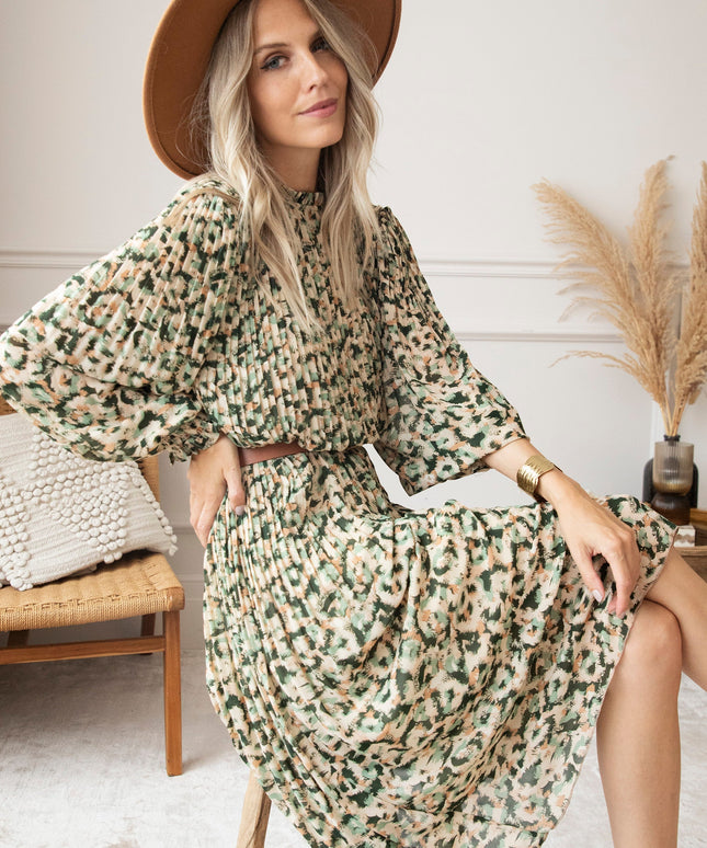 Peggy Pleated Mint - Maxi Jurk