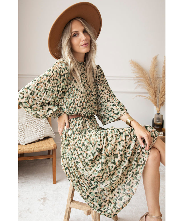 Peggy Pleated Mint - Maxi Jurk