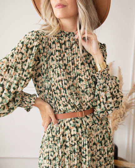 Peggy Pleated Mint - Maxi Jurk