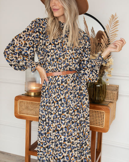Peggy Pleated Dark Blue - Maxi Jurk