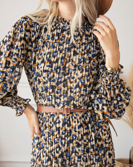 Peggy Pleated Dark Blue - Maxi Jurk