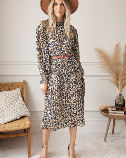 Peggy Pleated Dark Blue - Maxi Jurk