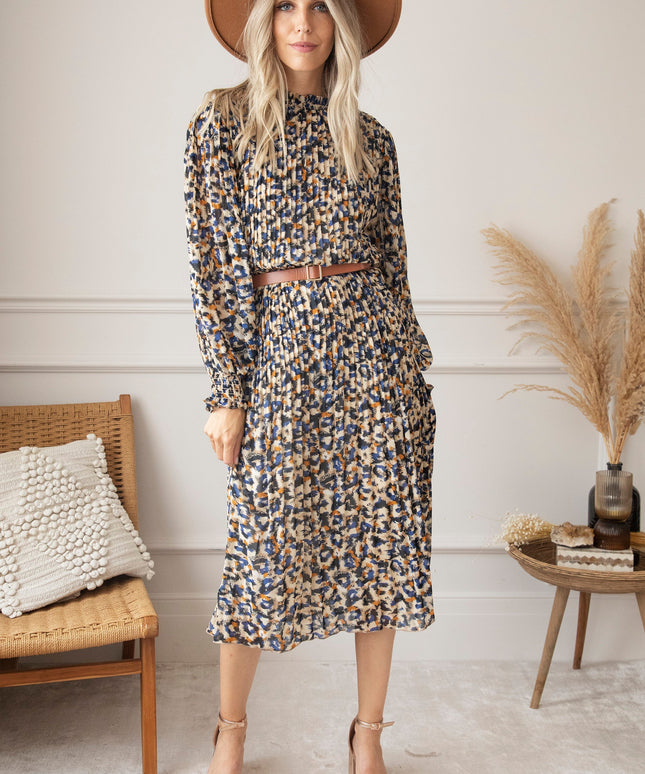 Peggy Pleated Dark Blue - Maxi Jurk