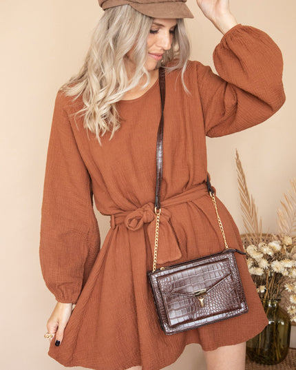Classy Croco Brown - Handtas