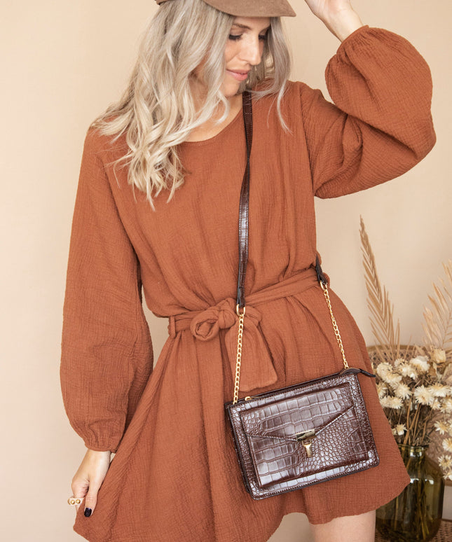 Classy Croco Brown - Handtas