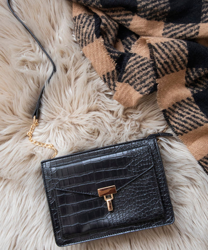 Classy Croco Black - Handtas