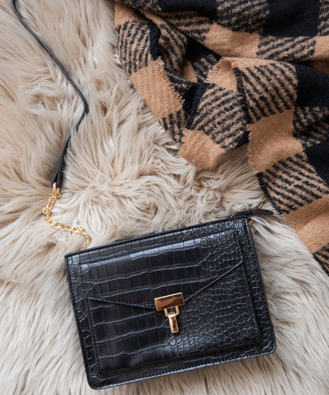 Classy Croco Black - Handtas