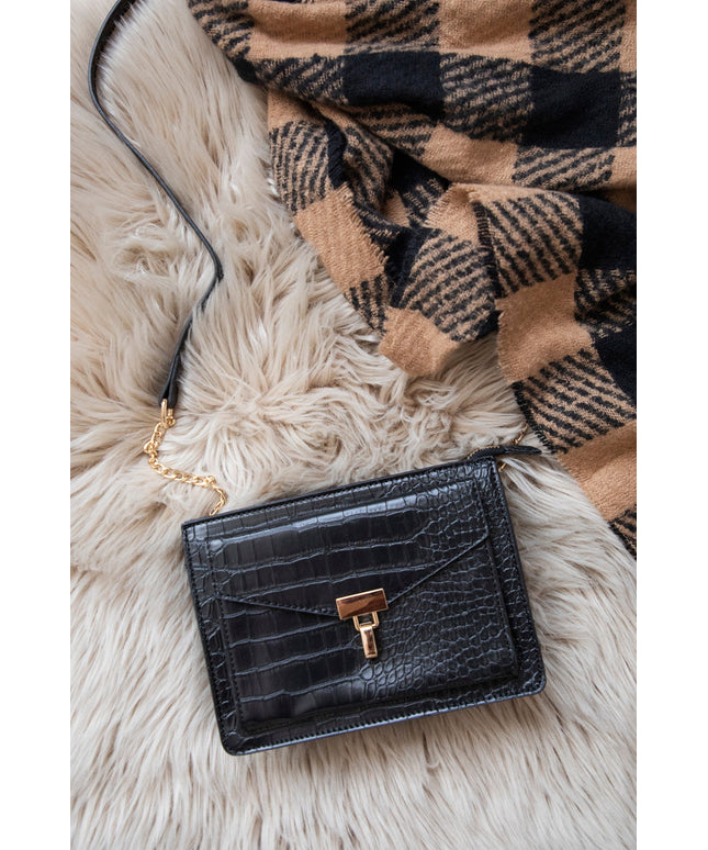 Classy Croco Black - Handtas