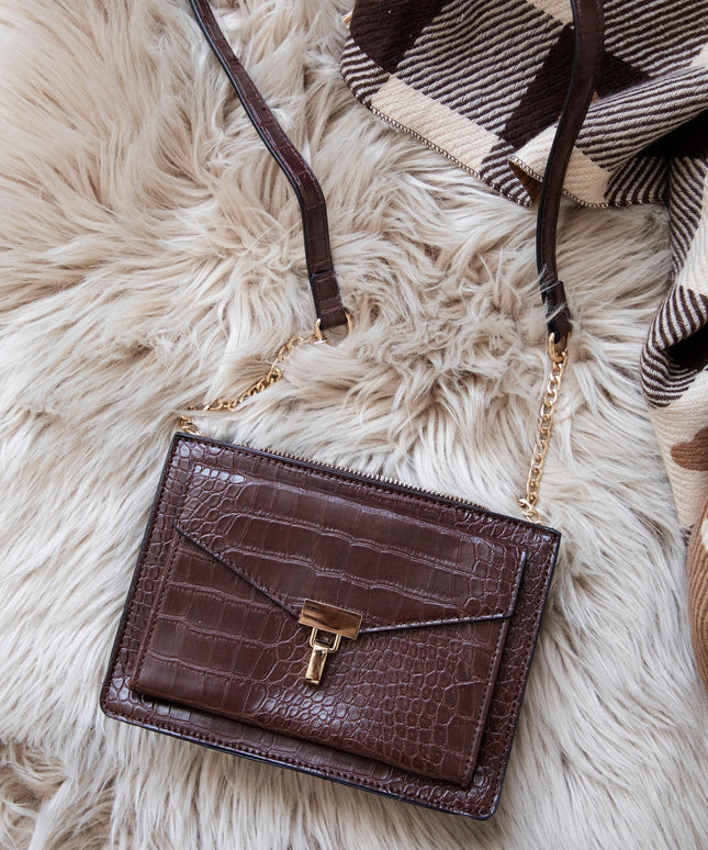 Classy Croco Brown - Handtas