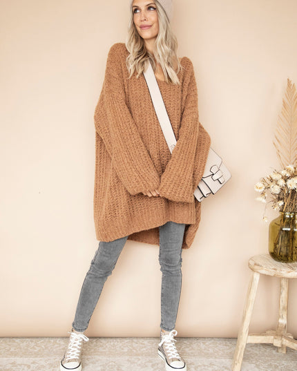 Extra Long, Extra Cozy Camel - Trui