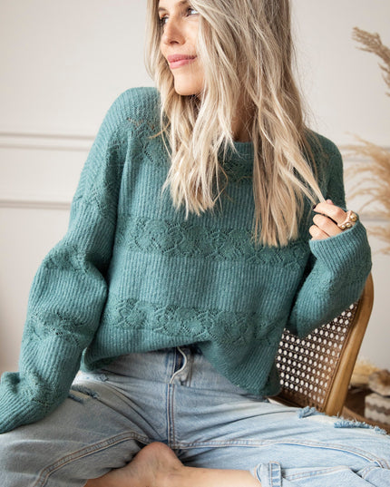Sparkles & Stripes Dark Mint - Trui