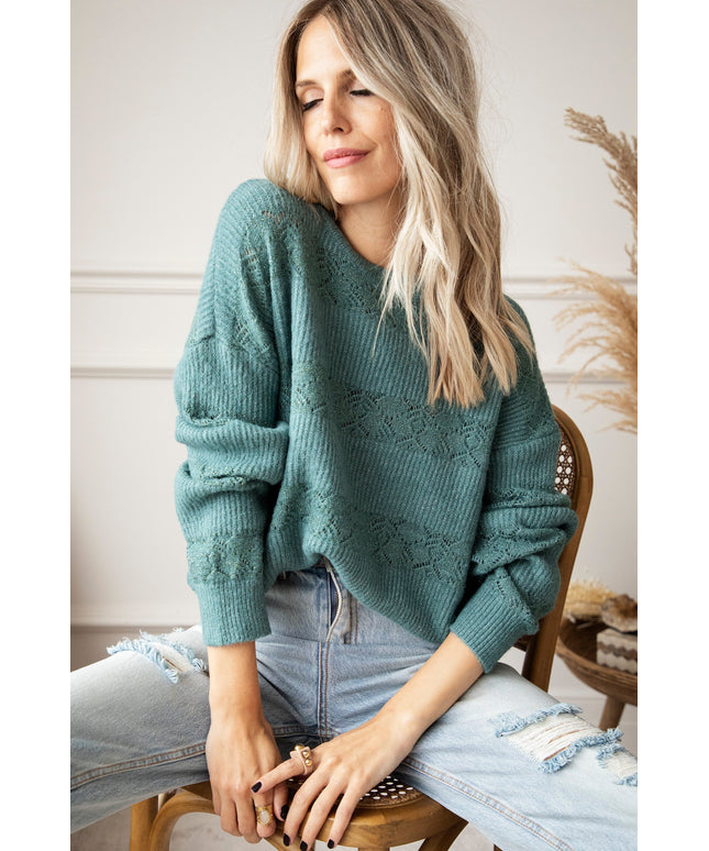 Sparkles & Stripes Dark Mint - Trui