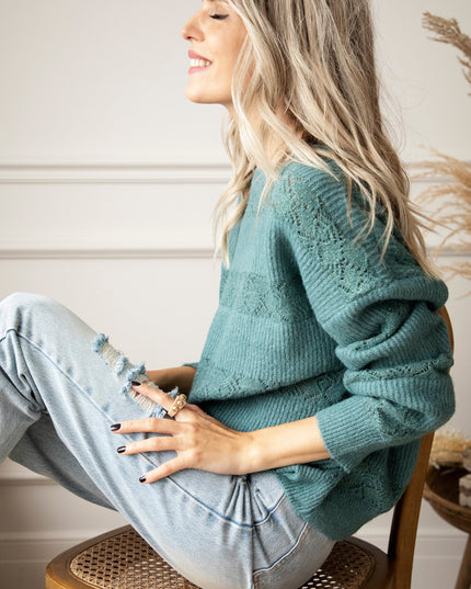 Sparkles & Stripes Dark Mint - Trui