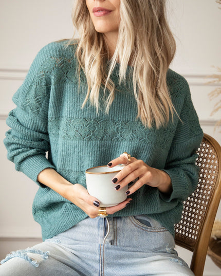 Sparkles & Stripes Dark Mint - Trui