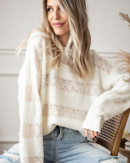 Sparkles & Stripes Off White - Trui