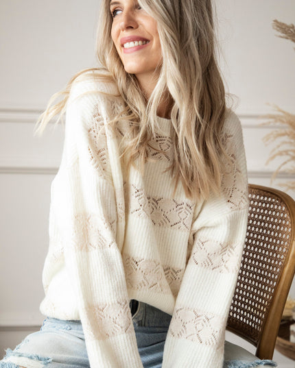 Sparkles & Stripes Off White - Trui