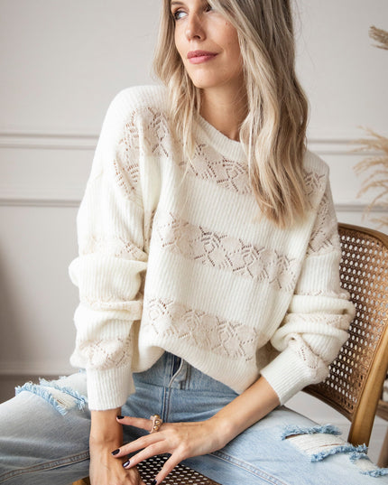 Sparkles & Stripes Off White - Trui