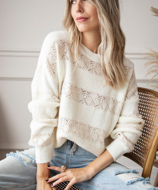 Sparkles & Stripes Off White - Trui