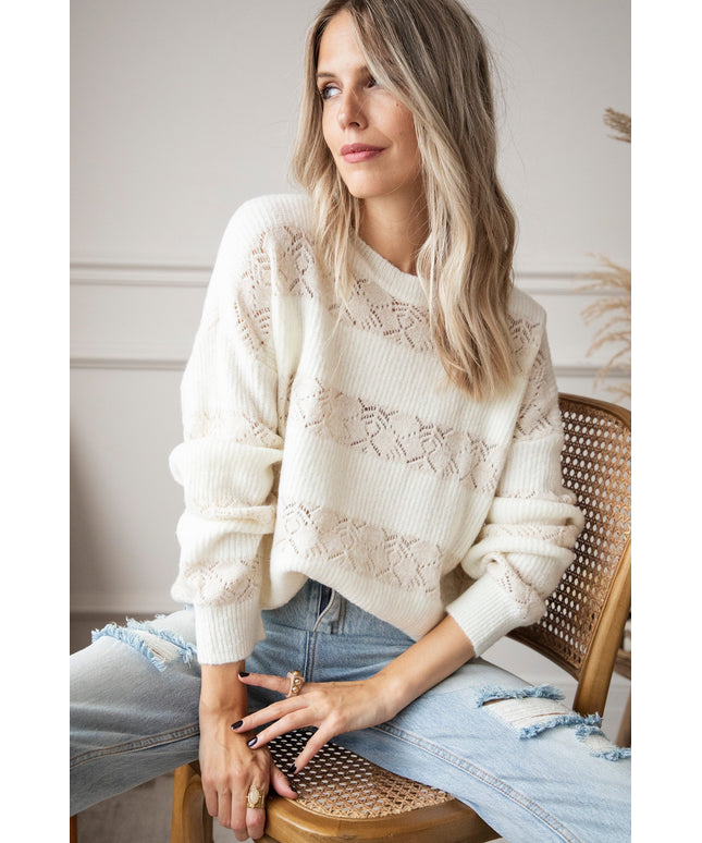 Sparkles & Stripes Off White - Trui