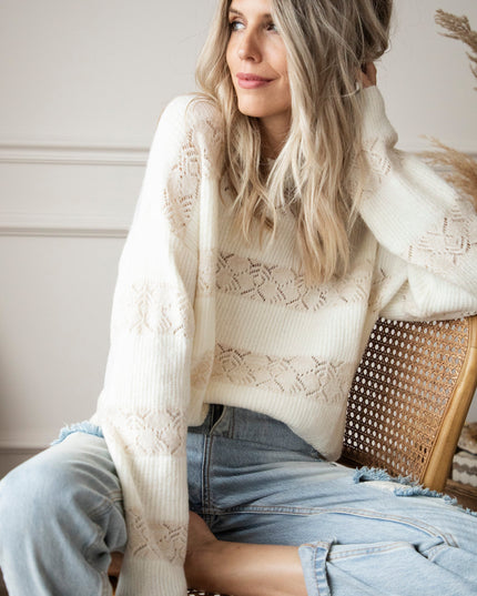 Sparkles & Stripes Off White - Trui