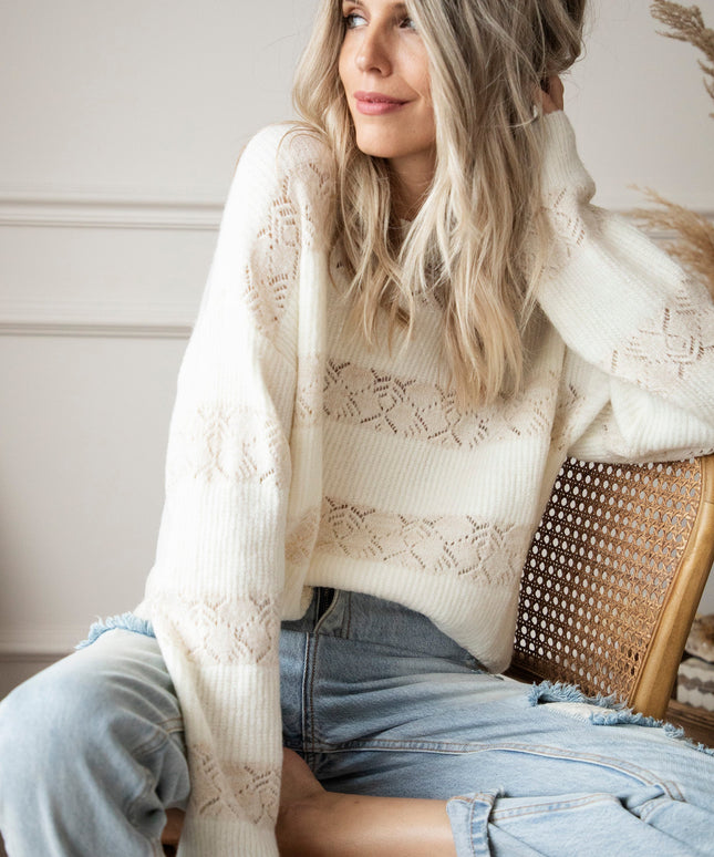 Sparkles & Stripes Off White - Trui