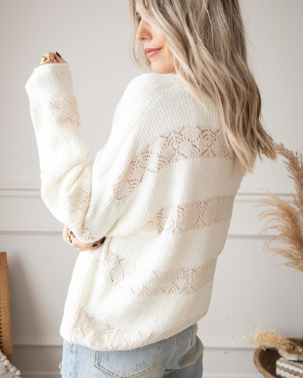 Sparkles & Stripes Off White - Trui
