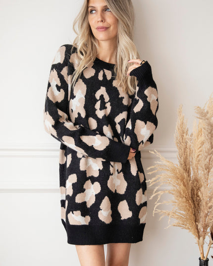 You're A Wild One Black - Sweater Dress