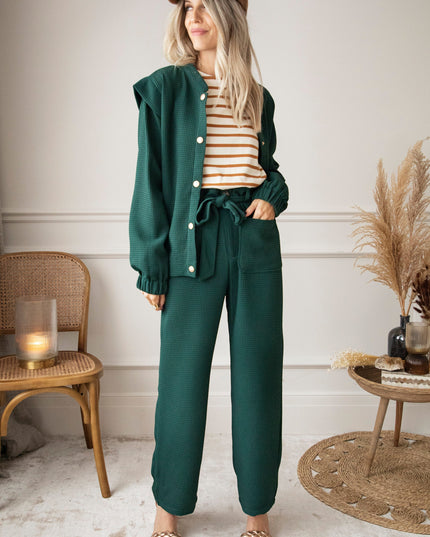 Beating Heart Stripes & Buttons Camel - Longsleeve