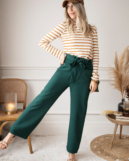 Beating Heart Stripes & Buttons Camel - Longsleeve