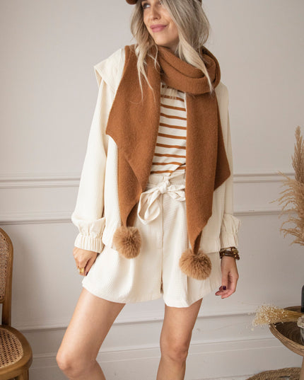 Beating Heart Stripes & Buttons Camel - Longsleeve