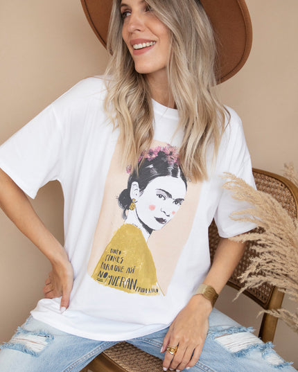 Ode To Frida Kahlo White/Beige - T-Shirt