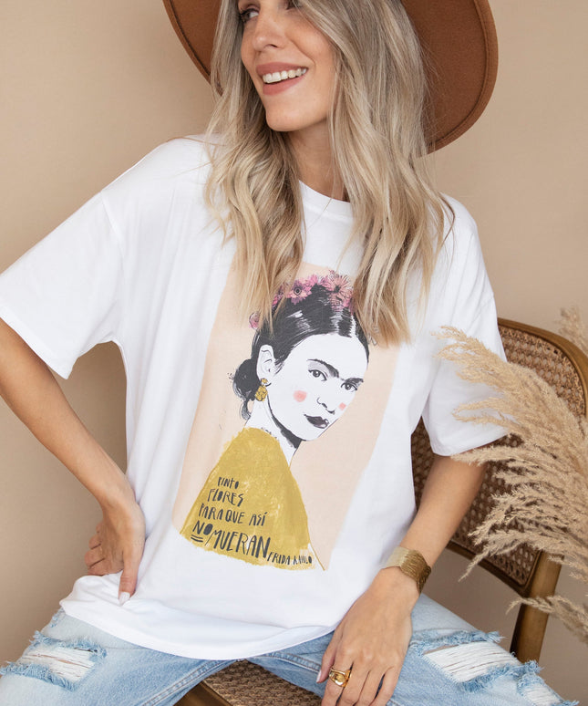 Ode To Frida Kahlo White/Beige - T-Shirt