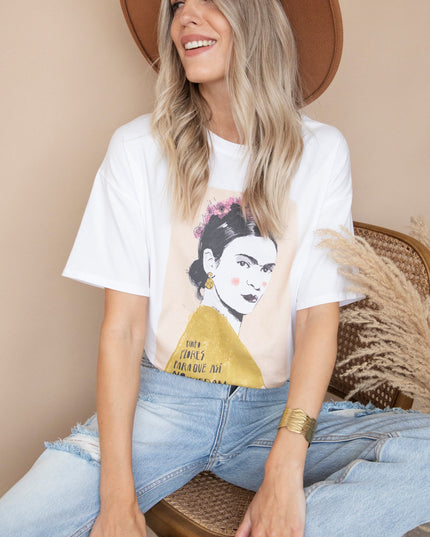 Ode To Frida Kahlo White/Beige - T-Shirt