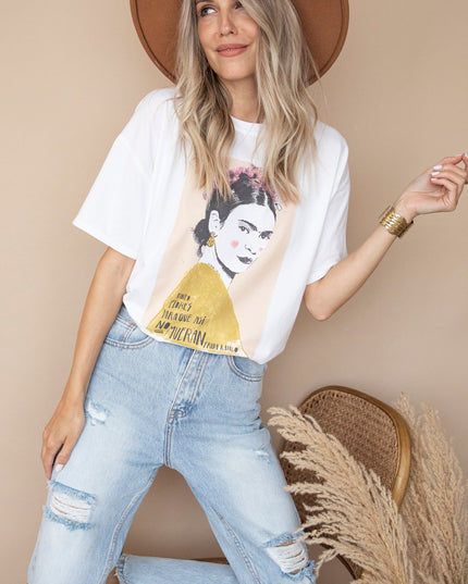 Ode To Frida Kahlo White/Beige - T-Shirt