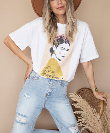Ode To Frida Kahlo White/Beige - T-Shirt